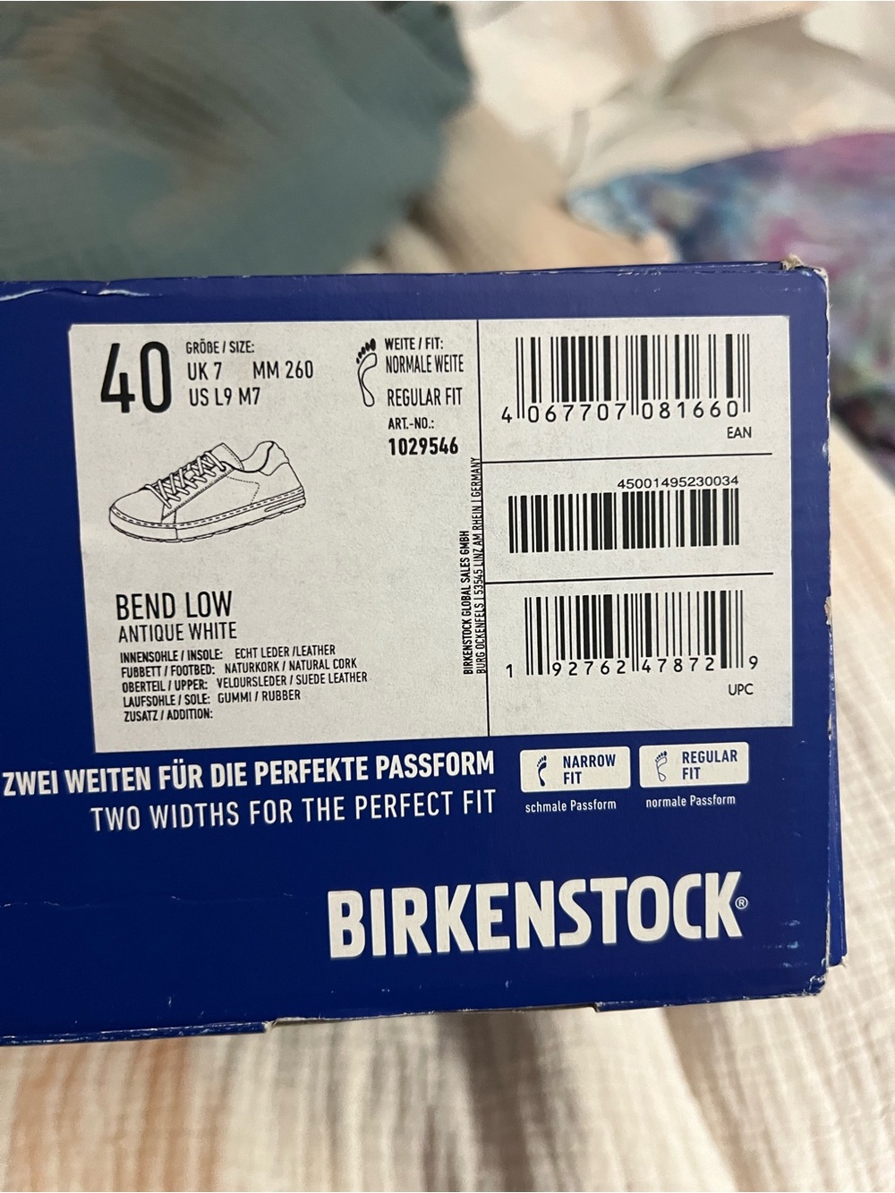Birkenstock Bend Low Antique White Athletic Shoes Box Label